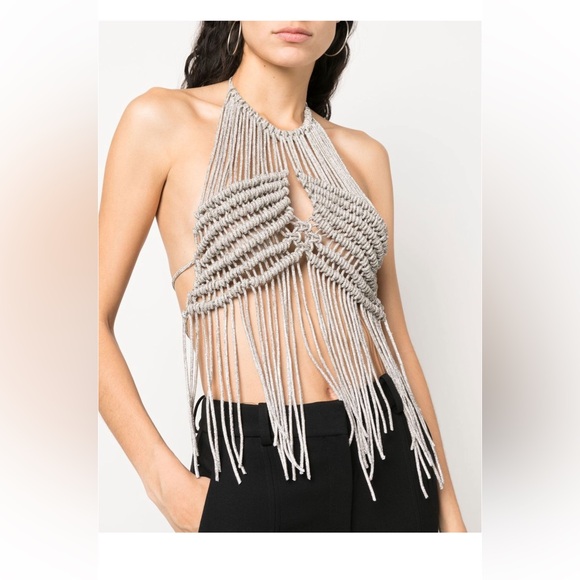 GIUSEPPE DI MORABITO Fringe Top in Silver - Picture 7 of 13